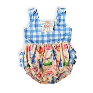 Marie Nicole Clothing Baby Girl Happy Birthday Gingham Ruffle Romper 12-18M
